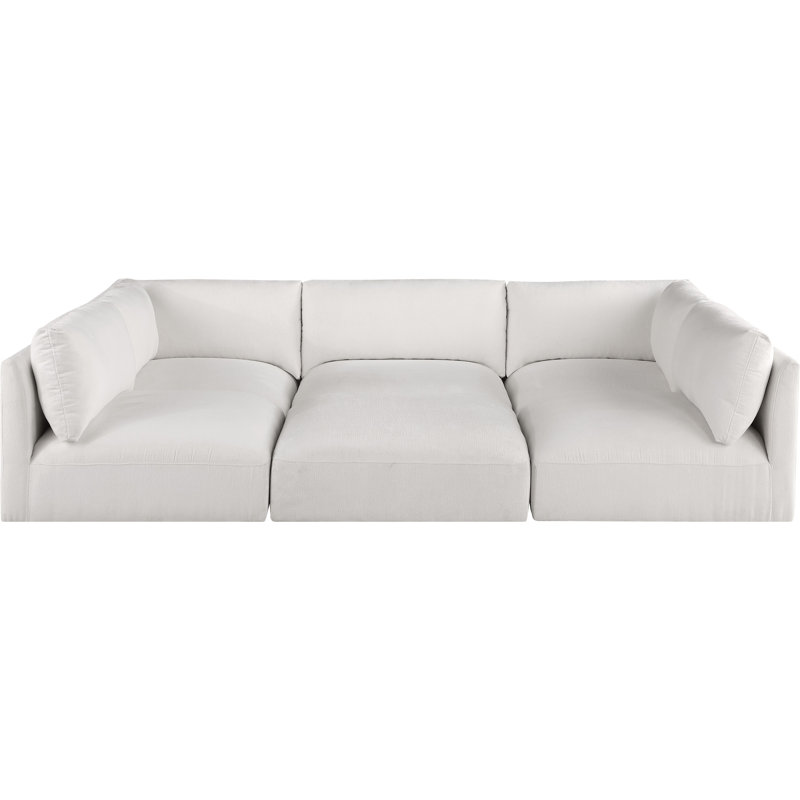 Ivanko Upholstered U-Shaped Sectional Reversible, Cream Polyester Fabric
