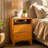  Mid-Century Modern Nightstand with Open Shelf and Charging Station-1481144134