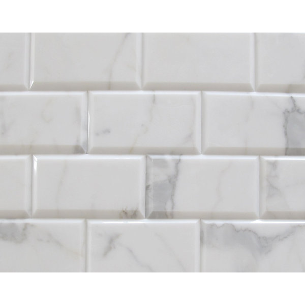 3" x 6" Beveled Marble Marble Look Wall & Floor Tile