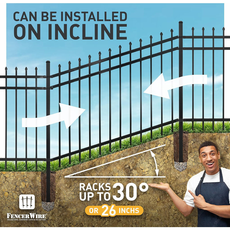Black Heavy Duty Metal Fence Kit with Gate and Posts