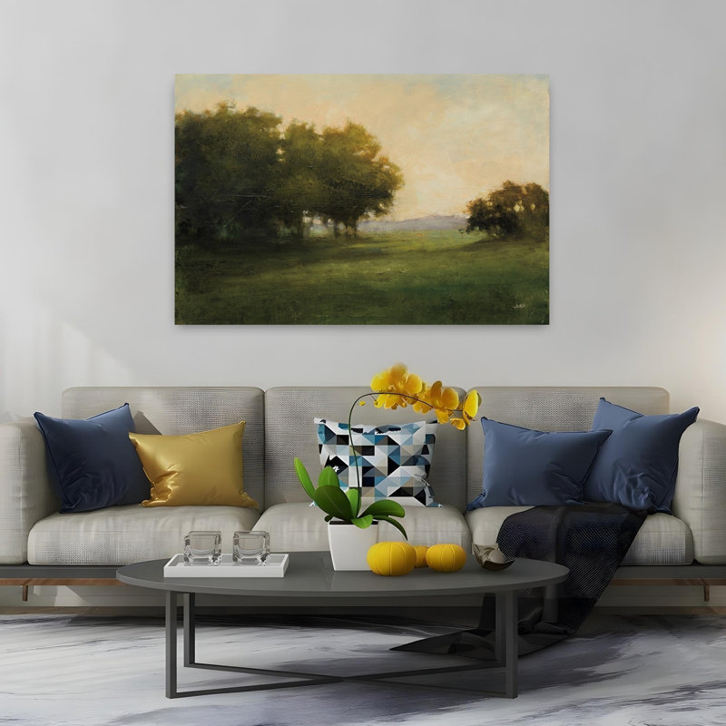 Contemporary Art Abstract Contemporary Landscape Sunrise Art 1 Piece Wrapped Canvas Wall Art, 101.6 cm H x 152.4 cm W