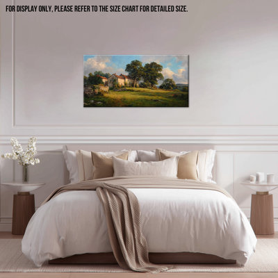 Printemps, art mural sur toile de style campagnard français, impression de paysage campagnard de grande taille vintage pour le salon, 24 x 48 pouces