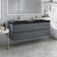 60 po X P 20 po P x 23 po Meuble-lavabo mural double H gris en ciment avec comptoir en quartz noir mat