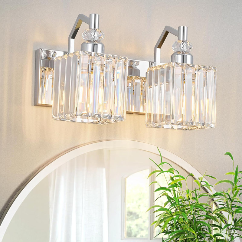 Luminaire de meuble-lavabo moderne avec abat-jour en cristal, éclairage sur miroir pour un décor de salle de bain élégant