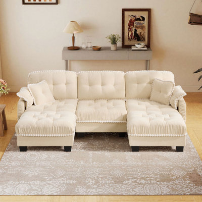 Canapé modulaire en L avec repose-pieds et repose-pieds Chenille