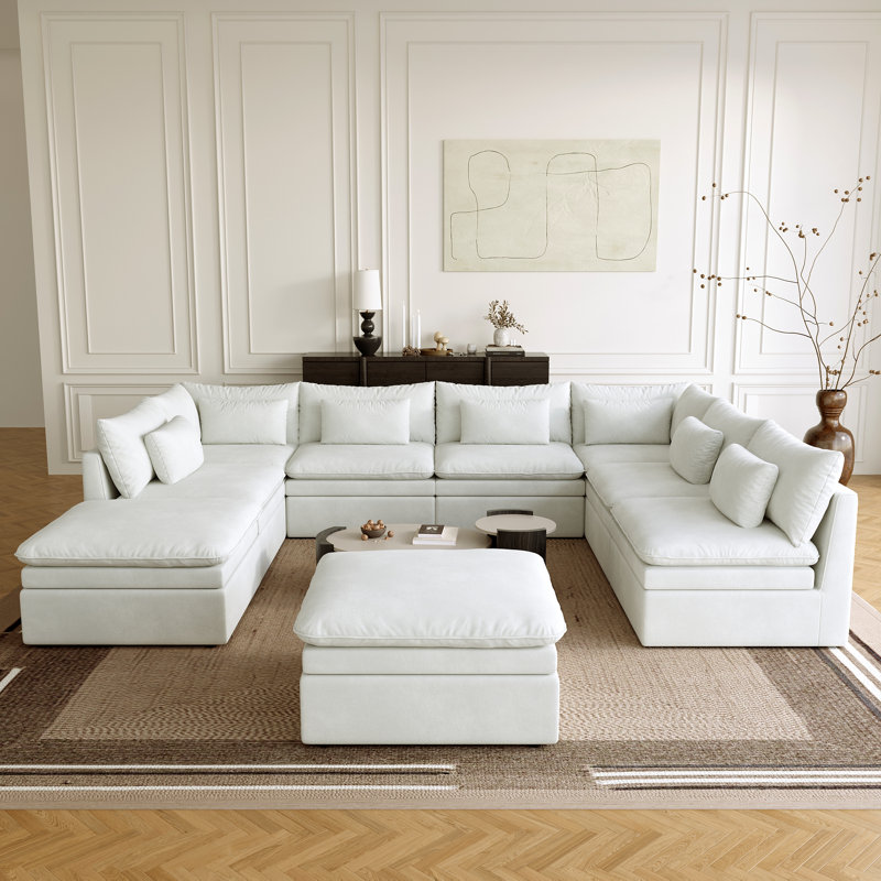 Canapé modulaire Laron, Polyester blanc