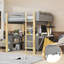 Lit mezzanine en bois avec armoire de rangement intégrée et cubes, bureau pliable-114721655-114721656