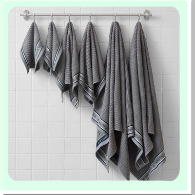 UltraSoft 6-Piece Cotton Bath Towel Set - Absorbent, Medium Weight, Signature Grey Bathroom Decor