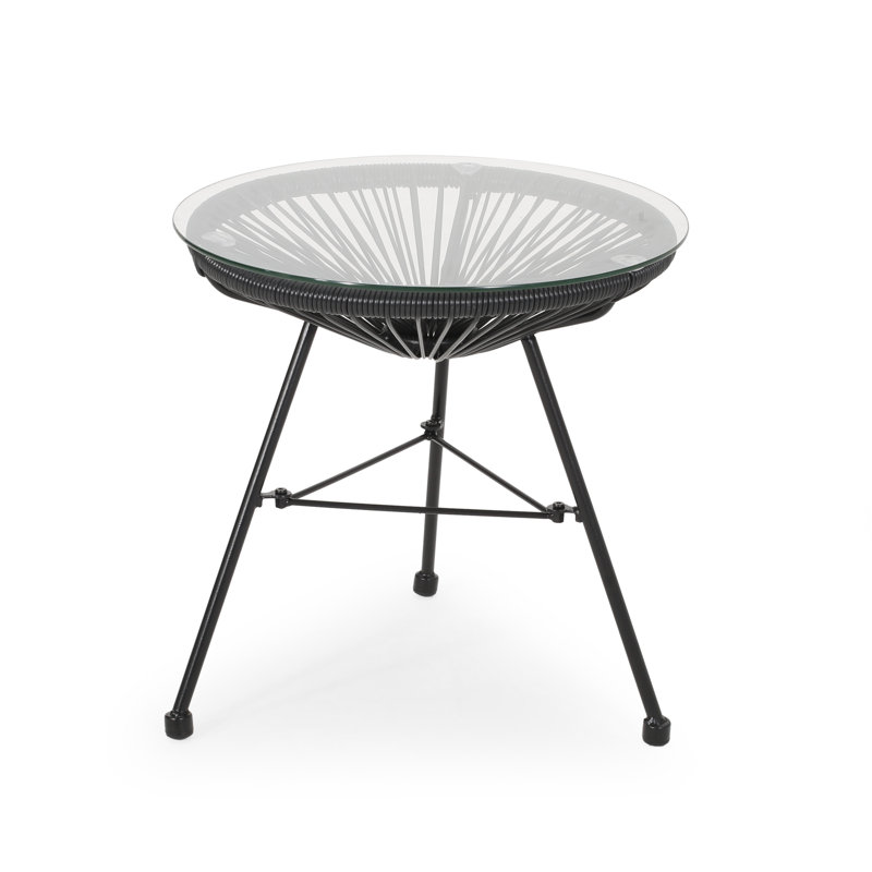 Outdoor Patio Side Table, Black