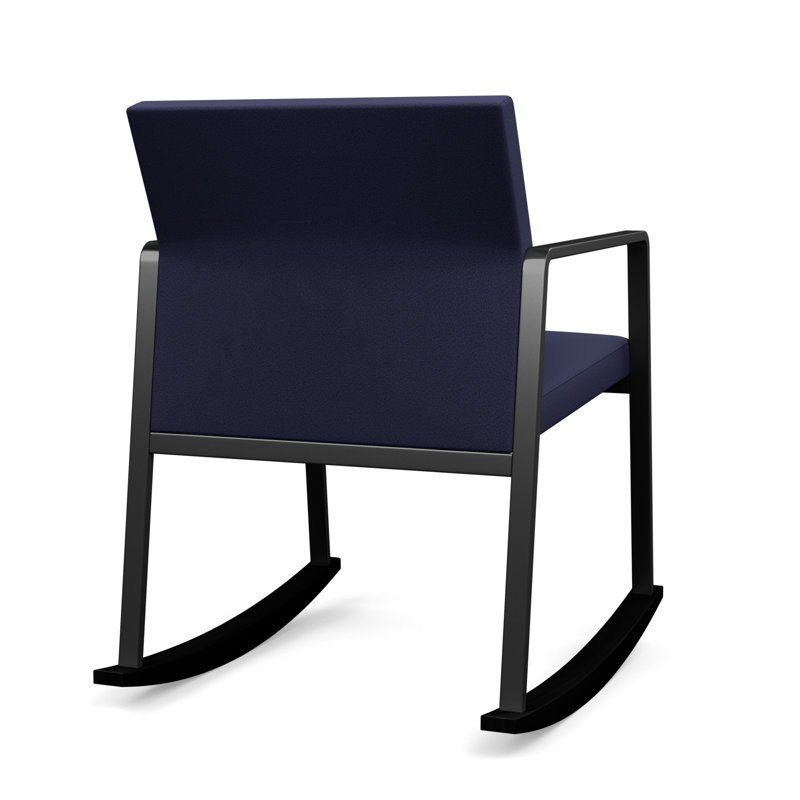 Chaise berçante Gansett, Noir, Portes ouvertes en tissu bleu marine