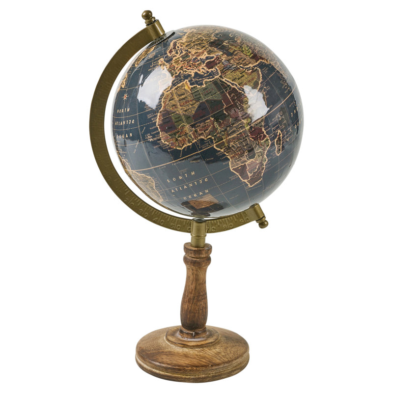Wood Tabletop Globe, 31cm H x 18cm W x 18cm D
