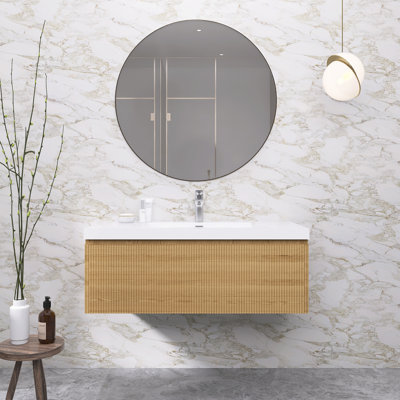 Meuble-lavabo moderne à rayures avec lavabo simple