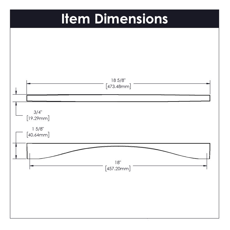 Channel Collection Appliance Pull - Cabinet Pull - Contemporary Hardware for Drawers & Cabinets, Chrome, 18"