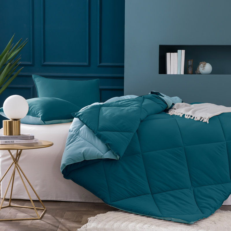 Ensemble d'édredon réversible en microfibre 2 pièces , Bleu sarcelle tortue de mer / bleu des Caraïbes