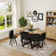 Ensemble de table de salle à manger 7 pièces ovale, plateau en grain de bois fixe et triamine noire avec 6 chaises en similicuir noir, ensemble de table de cuisine moderne pour 6 personnes, idéal pour les petits espaces, appartement, salle à manger-406651340