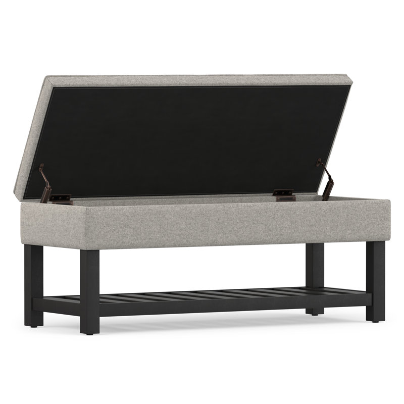 Banc de rangement avec repose-pieds capitonné et tablette ouverte Cosmopolitan, Gris nuageux
