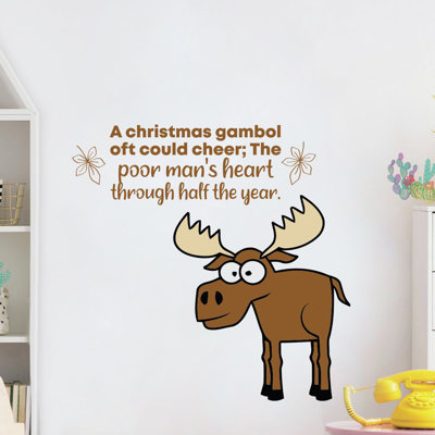 Décalcomanie de caricature de Noël Gambol Reindeer Life