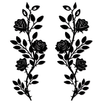 2 Piece Metal Tree Leaf Wall Decor Black Leaf Rose