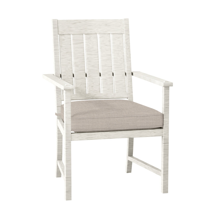 Croquet Patio Dining Armchair with Cushions, Oyster, Dove Sunbrella® Linen, Welt