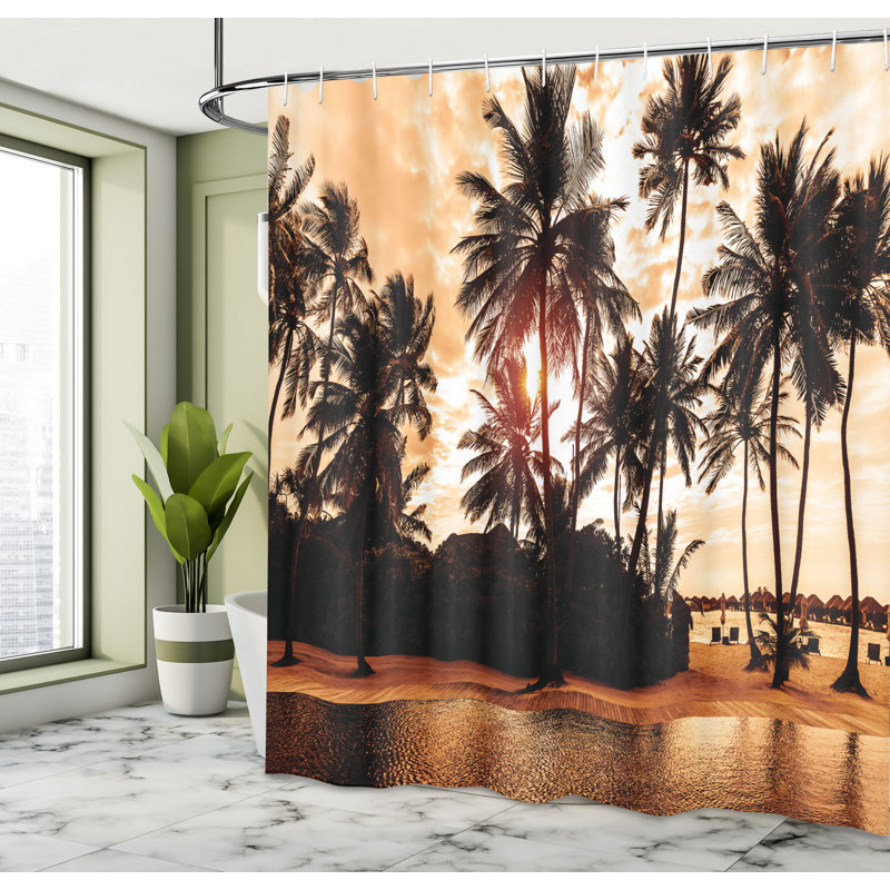 Beach Shower Curtain Set + Hooks, 70" H x 69" W