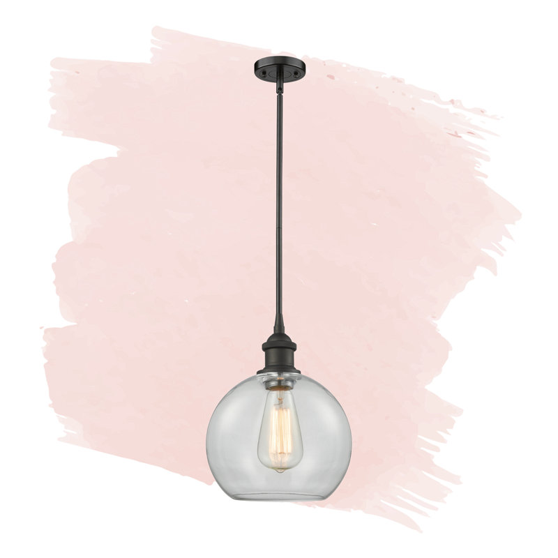Luminaire suspendu sphère 1 lumière Baptista, Bronze huilé, Transparent, Noir mat