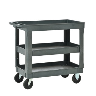 3 Layers Rolling Utility Cart Size: 34.1 x 17.1 x 30.7 inches Material: Polypropylene Set Quantity: 1 Pack Product Type: Tool Cart Color: Dark Gray Co