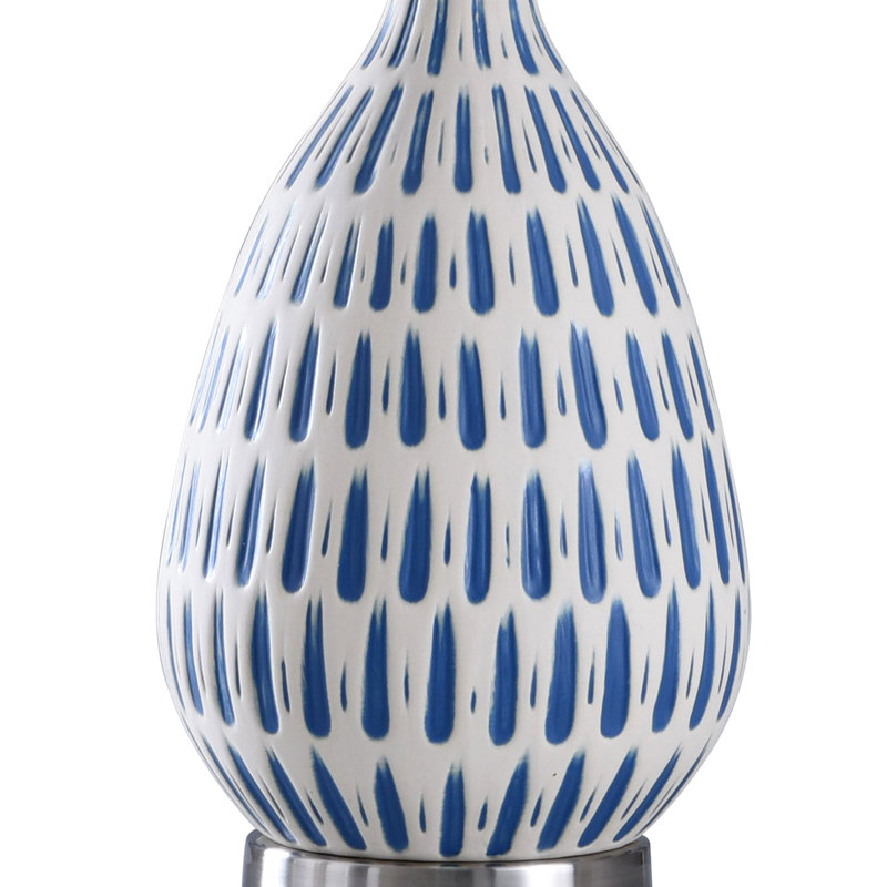 Gaston 28'' Table Lamp, White/Blue