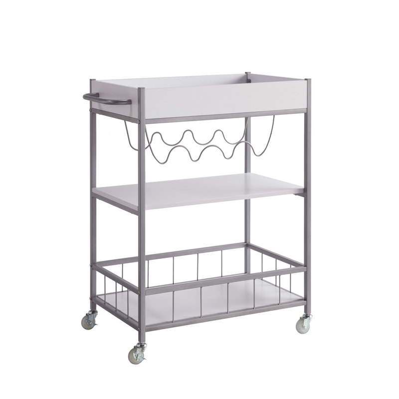 Chariot de cuisine polyvalent avec rangement abondant et support à vin élégant, White