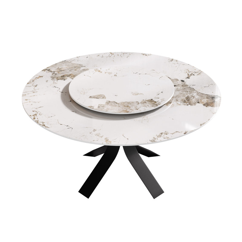 Table de salle à manger Modern Modern, H 29,53 po x L 59,05 po x l 59,05 po, Pandora, Noir, noir, noir, noir