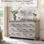 Commode double à 6 tiroirs Rasiyah Farmhouse, large commode rustique en bois-1354271041