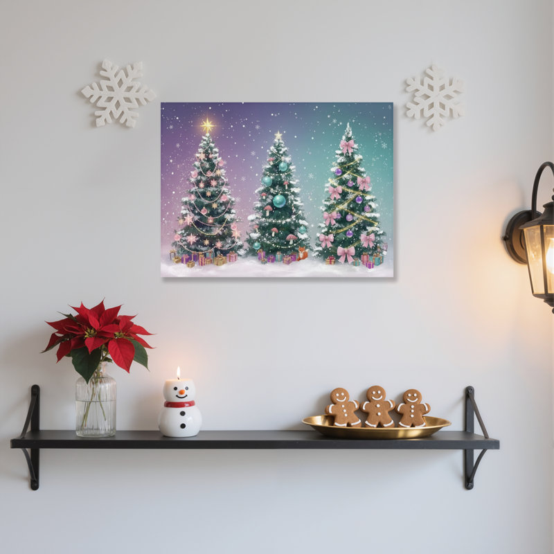 «Tree Lights», peinture sur toile, H 12 po x l 18 po
