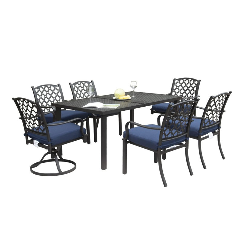 Ensemble repas d'extérieur 7 pièces, Marine