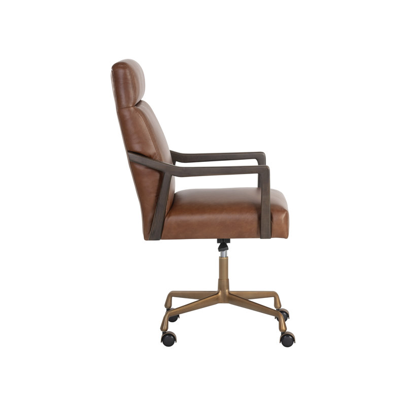 Collin Leather Swivel Office Chair, Shalimar Tobacco Genuine Leather