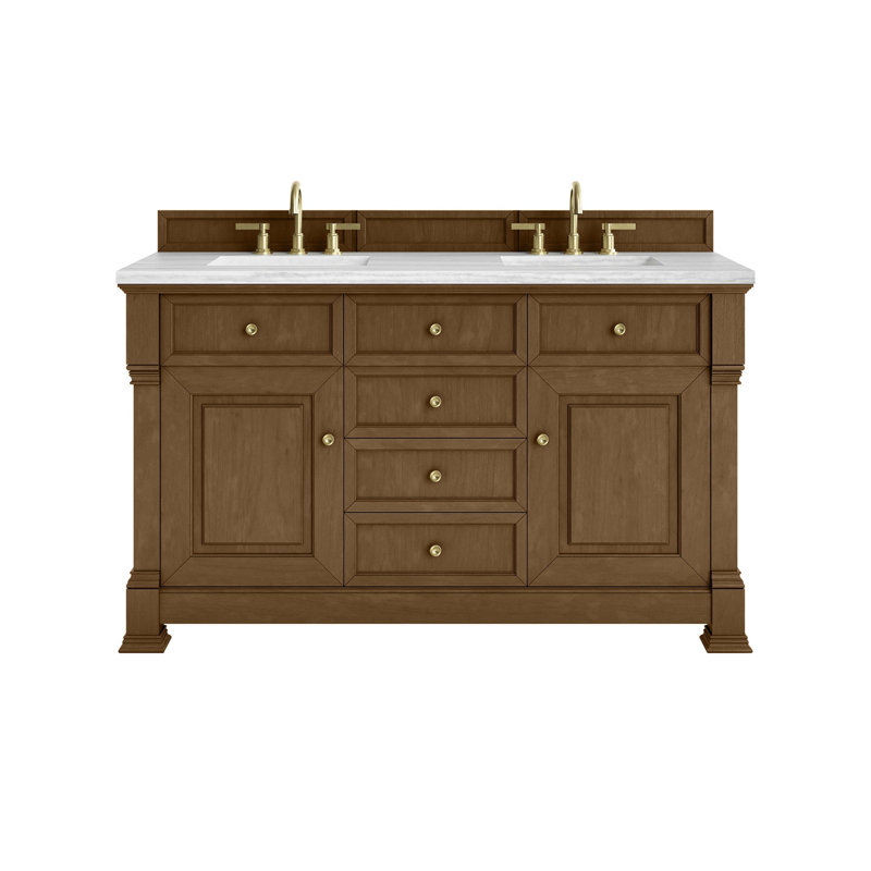 Brookfield 59.88'' W Double Bathroom Vanity Base, Honey Oak