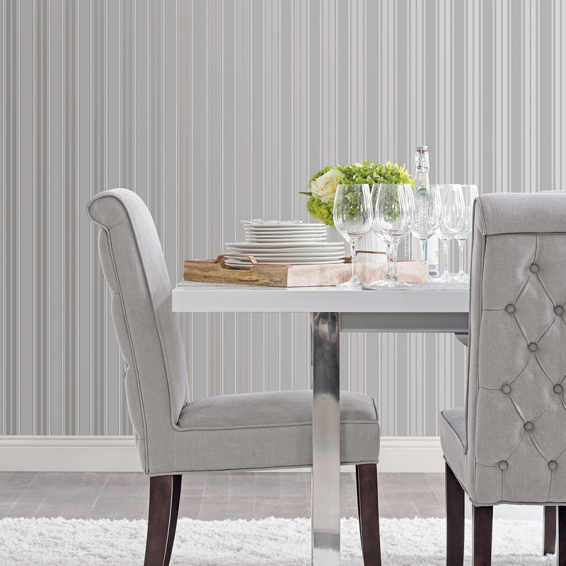Hudspeth 10m x 52.8cm Semi-Gloss Wallpaper Roll, Silver