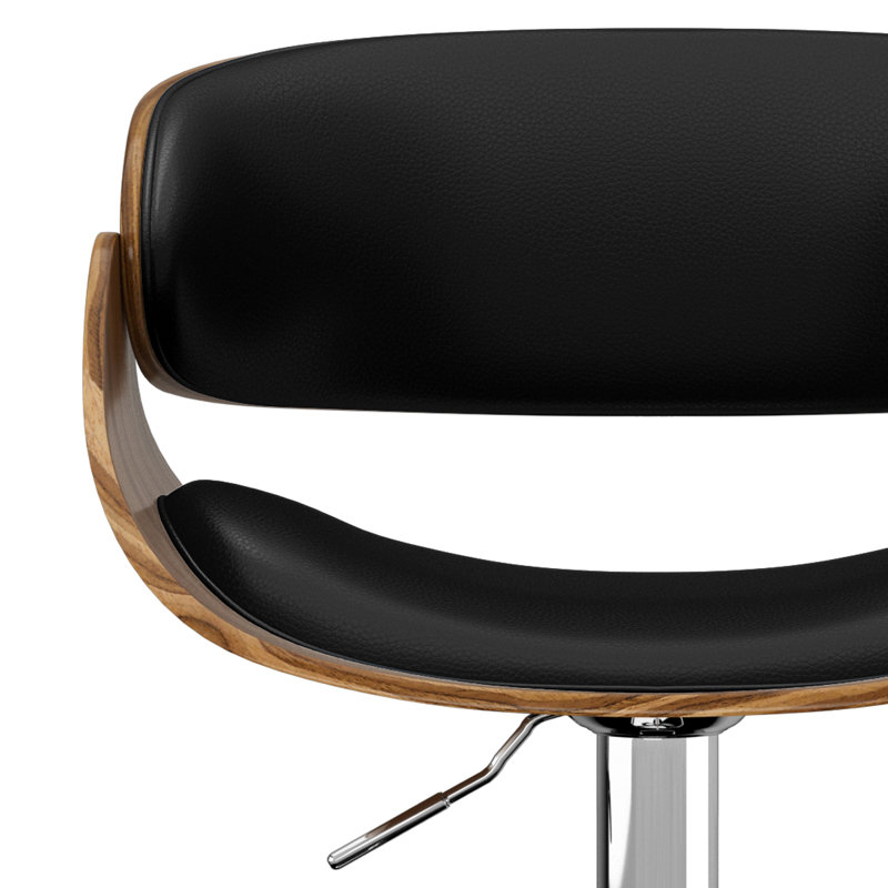 Amery Adjustable Swivel Black Wood and Metal Bar Stool