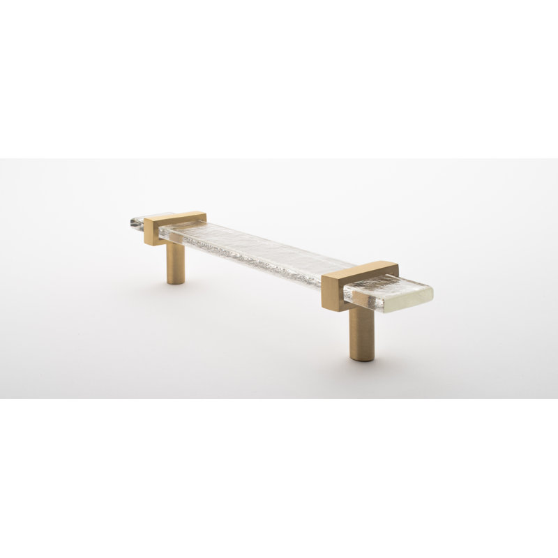 Adjustable 7” Length Bar Pull, Satin Brass/Clear