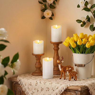 Outdoor Waterproof Flameless Candles, LED Candle with Remote and Timer, Battery Operated Candles, Electric Fake Plastic Candles, Ivory White, Set of 6