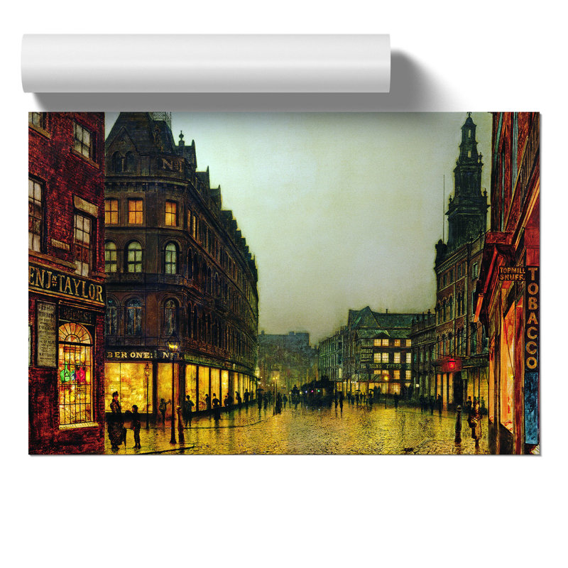 Boar Lane Leeds by John Atkinson Grimshaw - No Frame Painting, 30cm H x 42cm W x 0.1cm D