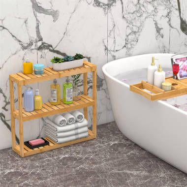 Urban Wood Bathroom Shelves with Towel Bar – MyGift