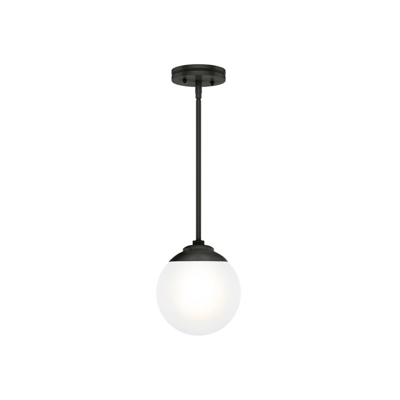 Matte Black and White Glass Globe Mini Pendant Light