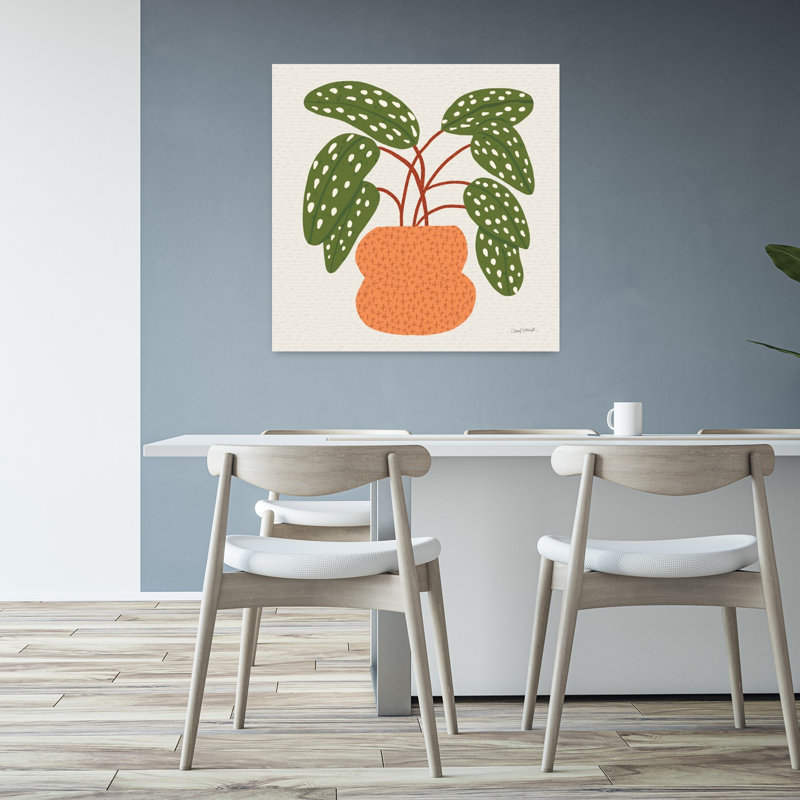 Art mural contemporain plante en pot III, H 32 po x l 32 po