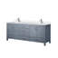 Meuble-lavabo double gris foncé 80 po X P 22 po D, dessus en quartz blanc et ensemble de robinet