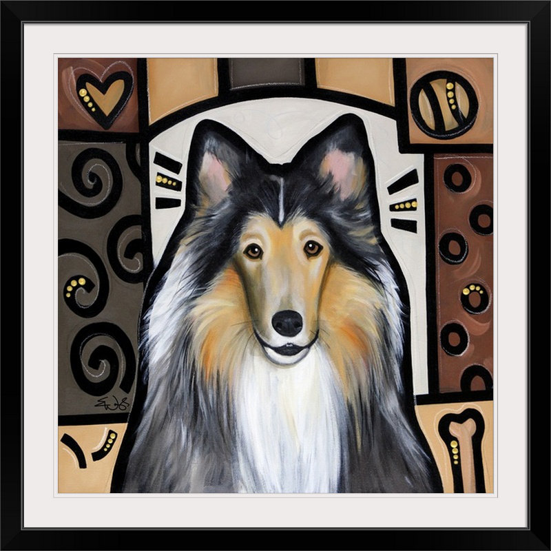 Collie Pop Art par Dunadry - impression d'art graphique, Cadre noir, H 28 x l 28 po x P 1 po