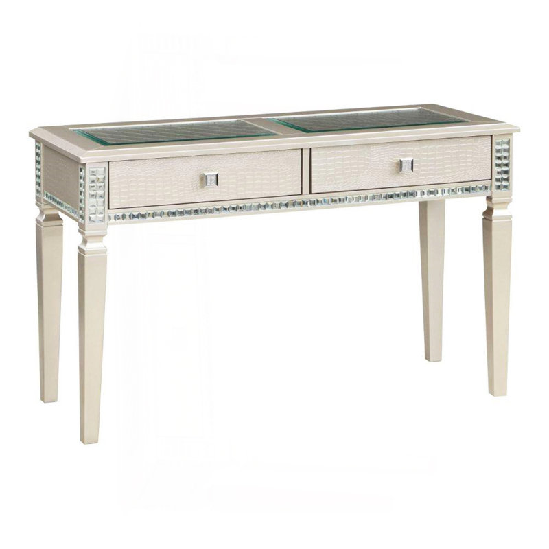 Superbe table de canapé avec tiroirs de rangement et plateau en verre trempé, idéale pour le décor et la fonctionnalité du salon.