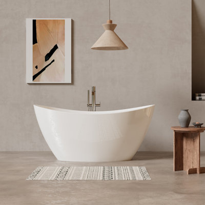 Sky-T 67" in. x 30 5/7" in. Freestanding Soaking Acrylic Bathtub,with drain 2 in.,Gloss White