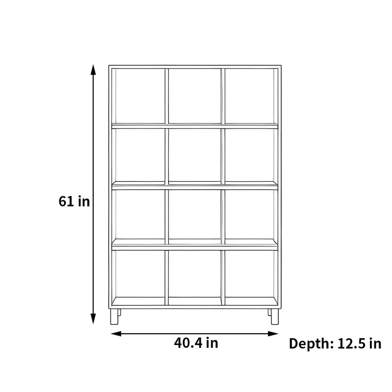 Une bibliothèque simple et durable, (4 tablettes) H 61 po x l 40,4 po x P 12,5 po, Marron foncé