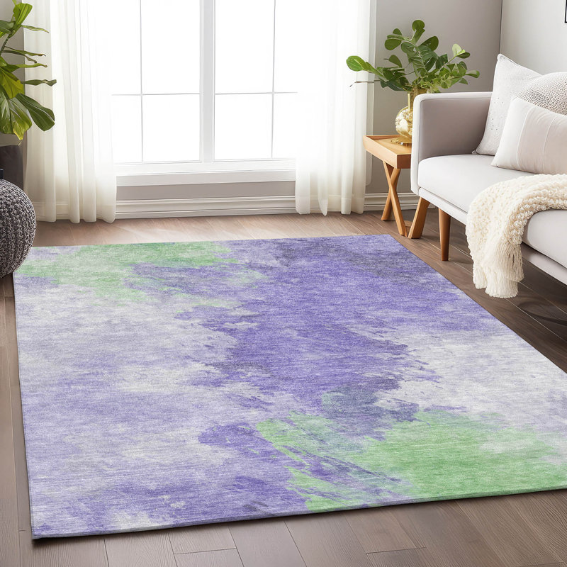 Tapis intérieur / extérieur lavable mauve Braeas - LOOMlan, 10 pi x 14 pi