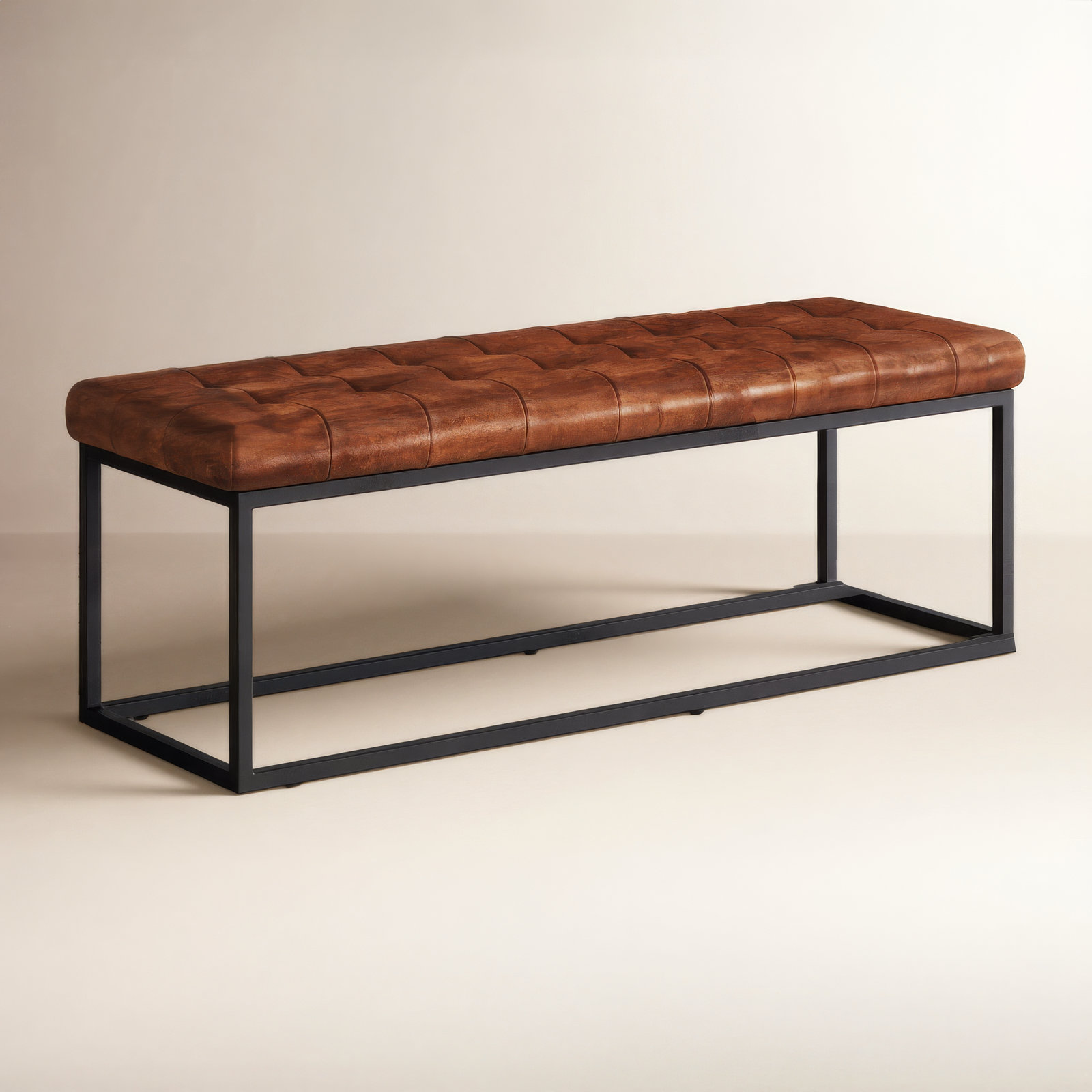 Pearson Genuine Leather Bedroom Bench, Saddle Top Grain Leather, 17.5" H x 50" W x 17" D