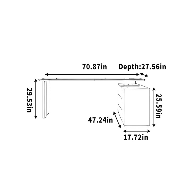 Bureau simple avec tiroir pour ordinateur, H 29,53 po x l 70,87 po x P 47,24 po